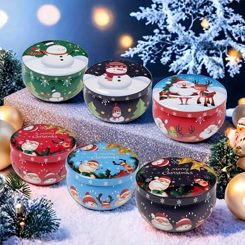 10 Pcs Festive Christmas Candle Jars - Metal Tin Boxes, 2.2oz, Perfect for Candle Making, Decorations, Party, and Gift Jars