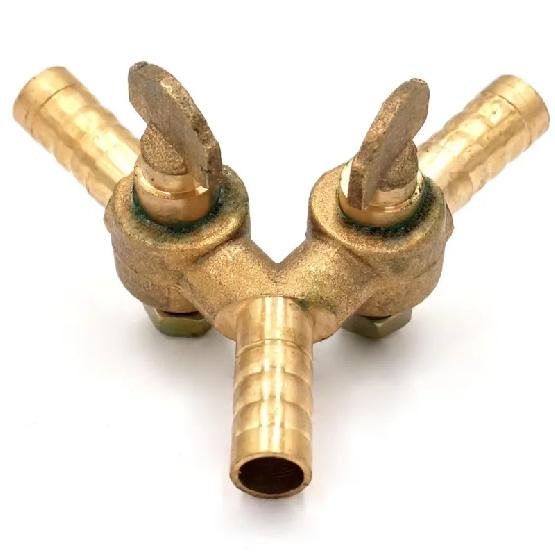 8mm 10mm Slang Tuit Y 3-Weg Messing Afsluiter Gasafsluiter Voor Brandstof Lucht Gas