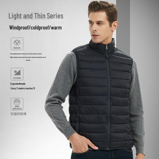 Men's Short Winter Down Jacket - 90% White Duck Down, Lightweight, Warm, Plus Size Available