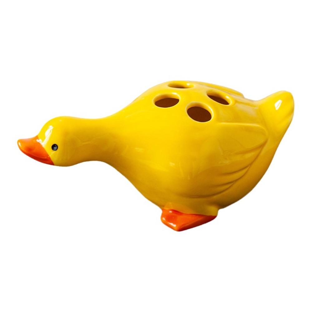 Duck-Shaped Ceramic Toothbrush Holder Cartoon Bathroom Organizer Toothbrush Set Stand  Kids  Room жёлтый