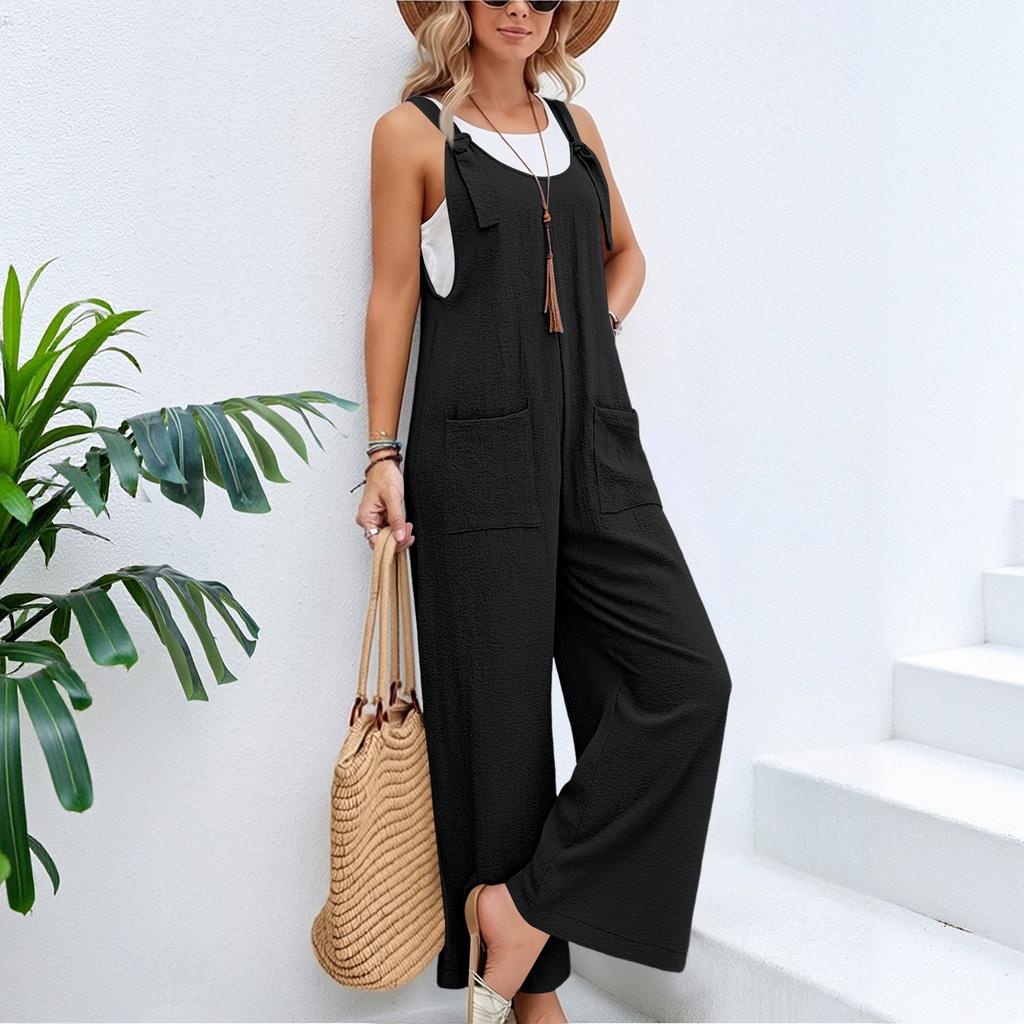 Women's Fashion Cotton And Linen Strappy Jumpsuit/Overalls