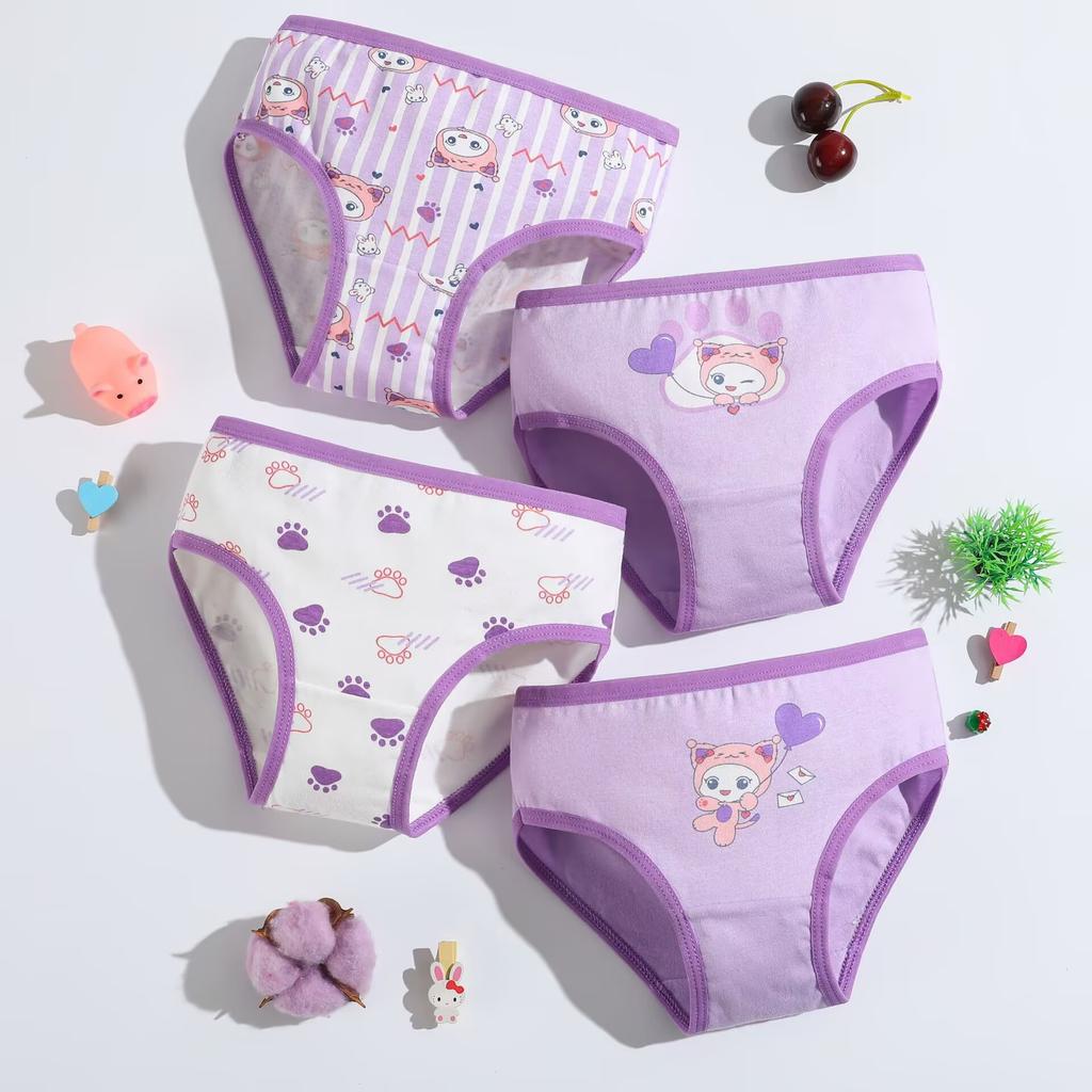 5PC  Baby Cartoon Underwear Girls Cotton Briefs Underpant Children Panties Short 2-10Years