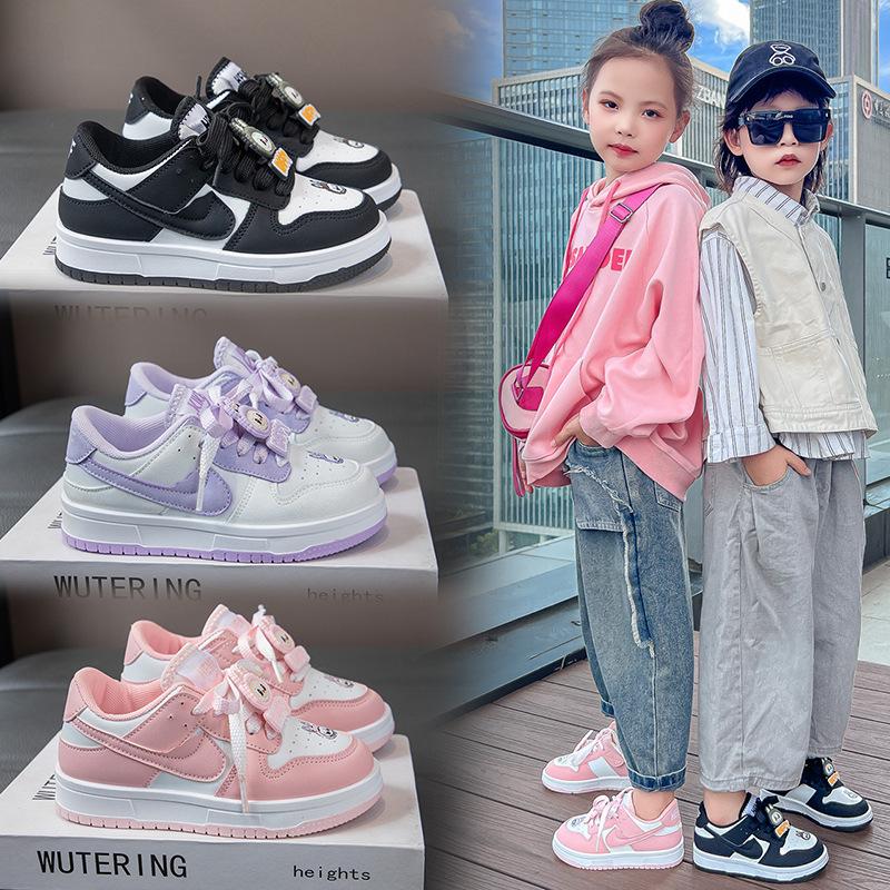 Children's cute cartoon sneakers girls casual shoes 2025 autumn new boys board shoes fashion white shoes trend