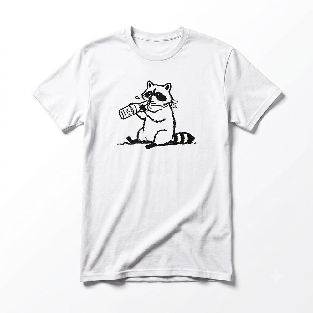 Raccoon Drinking Beer Funny Racoon Gift For Friends White TShirt 2 S