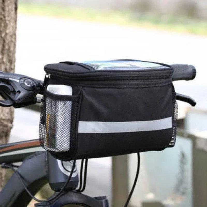 Bicycle Front Handlebar Bag Outdoor Cycling Bike Phone Mount Bags Bike MTB with Reflective Strip Front Bag Handlebar Bag