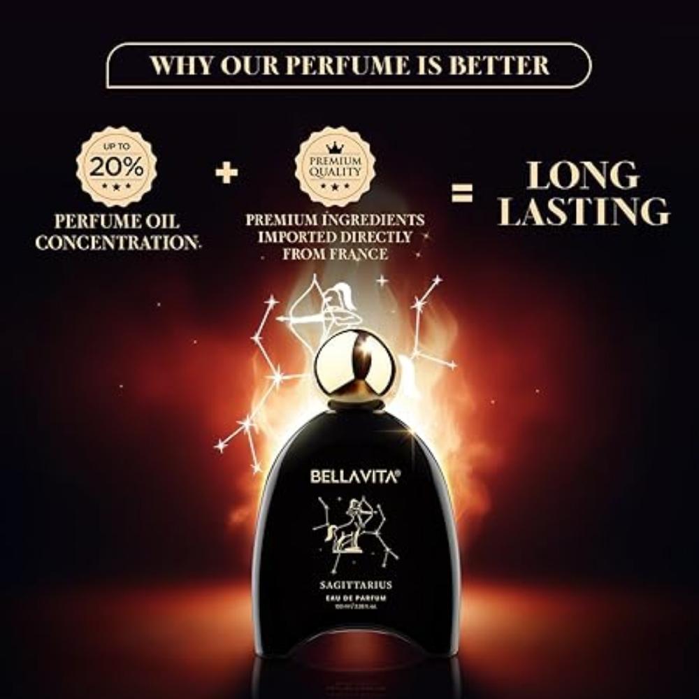 BELLAVITA Zodiac Collection Sagittarius EDP 100ml | Saffron, Chocolate and Moss | Fruity Premium Fragrance for Men and Women