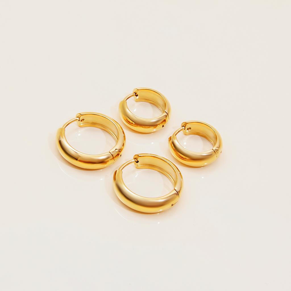 Youthway Classic Style Stainless Steel Earrings Gold Color Plated Large & Small Line Daily Wear Jewelry