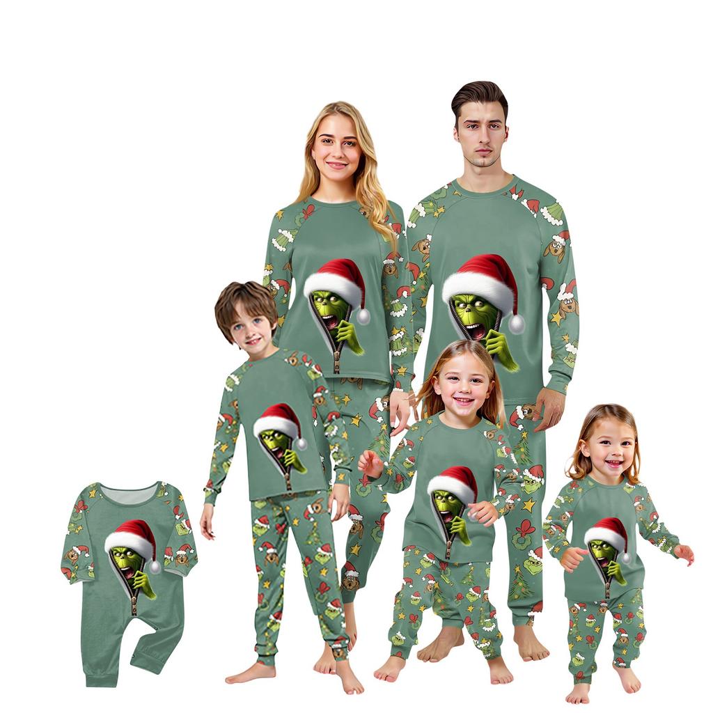 Family Matching Print Sets Pajamas Loungewear Outfits Family Matching Long Sleeve Tops+Pants Set