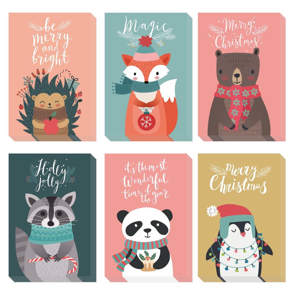 24PCS Christmas & Thanksgiving Greeting Card Set - Festive Holiday Designs for Gifts