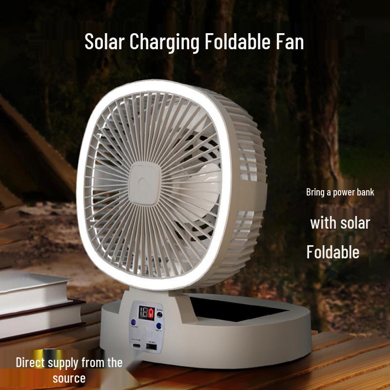 

Portable Solar-Powered Foldable Fan and Night Light for Camping USB Power Mini Fan