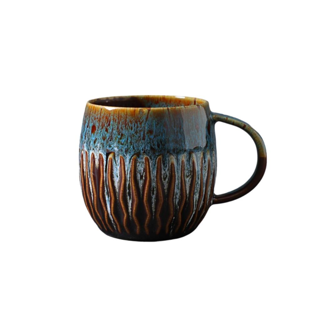 

Large Capacity Breakfast Cup Ceramics Tea Mug Unique Water Cup Office Style C