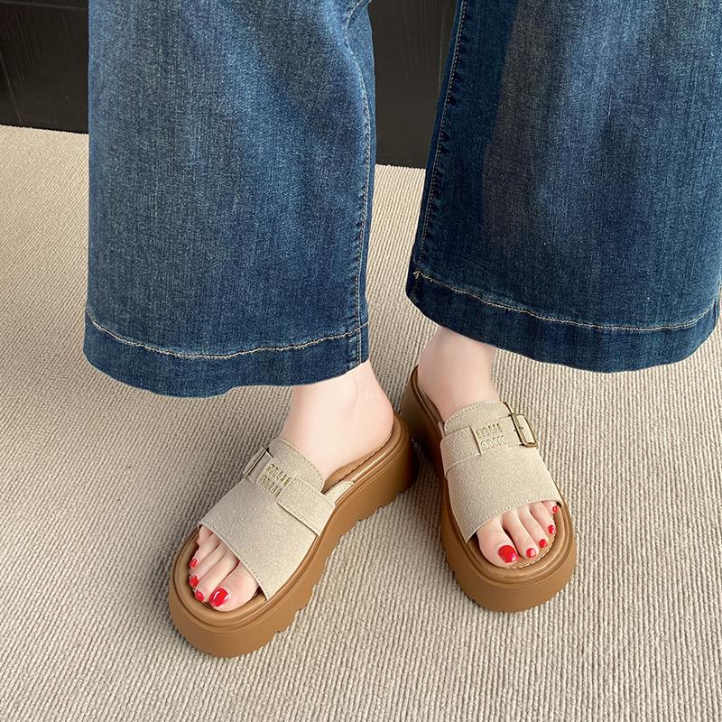 Fashion CRLAYDK Slide Sandals for Women with Soft Footbed Buckle Ladies Fashion Platform Open Toe Walking Casual Outdoor Slippers