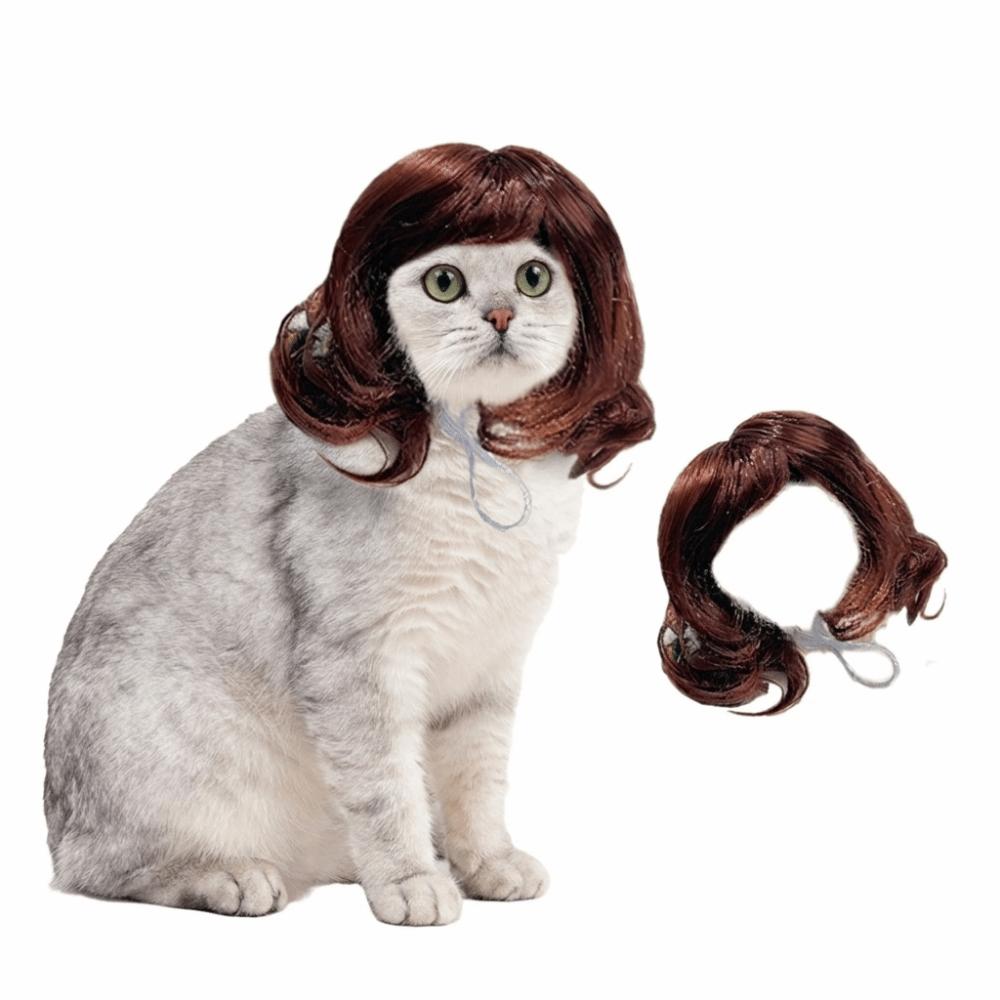 Adjustable Cat Short Curly Hair Lightweight Pet Costume Wigs Pet Wigs Photography Props