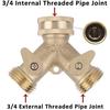 2‑Way Garden Hose Splitter, All‑Brass Heavy Duty Garden Hose Connector Tap Splitter, Outlet Splitter for NPT 3/4 Garden Hose hose splitter hose