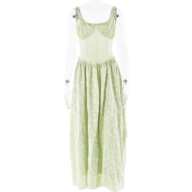 Womens Square Neck Slip Dress Sexy Backless Split Maxi Streetwear