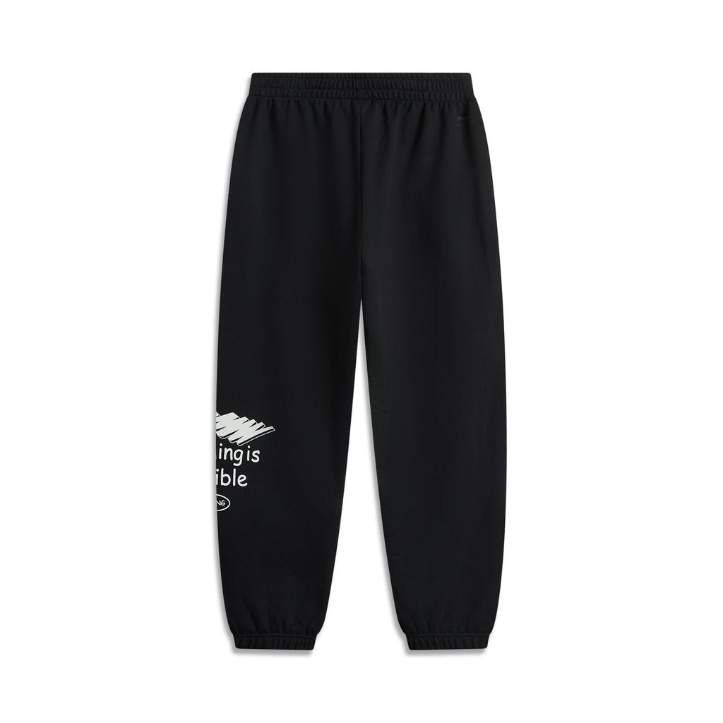 Li-Ning Sports Fashion Series American Retro Versatile Loose Mid-Waist Drawstring Letter Outdoor Running Fitness Casual Pants Men Pants AKLUC65-1