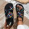 Summer Sexy Color-blocking Non-slip Women's Flat Slippers Fashion New Round Toe Lightweight Comfortable Outside Beach Slippers