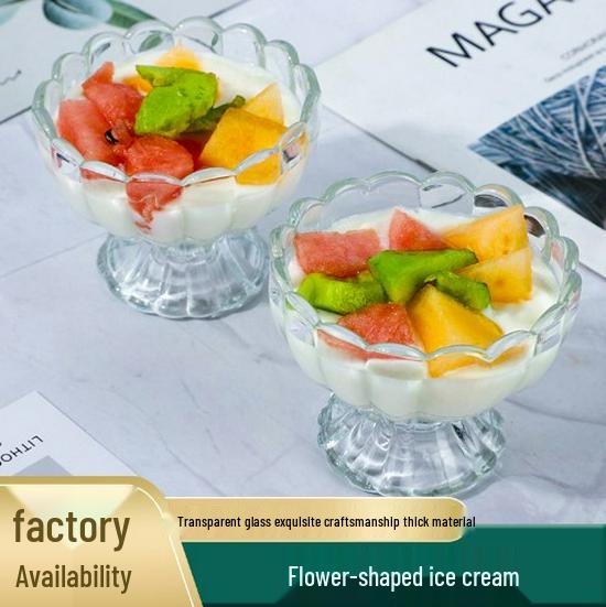 Petal Glass Ice Cream and Dessert Bowl Spoon