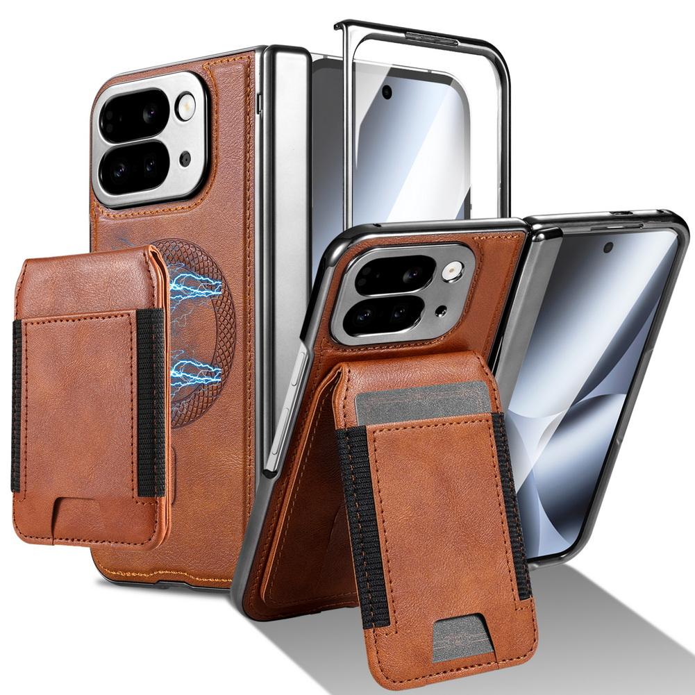 leather multifunctional magnetic card wallet holder hinged case for Google Pixel 10 Pro Fold Glass Protect Cover Google Pixel 10 Pro Fold