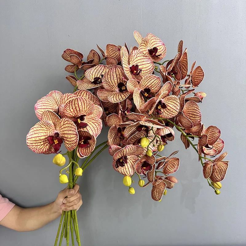 Künstlicher Schmetterlingsorchideen-Zweig mit Real-Touch-Kunstblume Hoteldekoration Silikon-Baumwolle Phalaenopsis Simulationsblumen