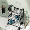 1pc 2/3-Tier Dish Rack for Kitchen Counter,Dish Racks with Drainboard for Kitchen Countertop,Metal Dish Drainer with Utensil Holders