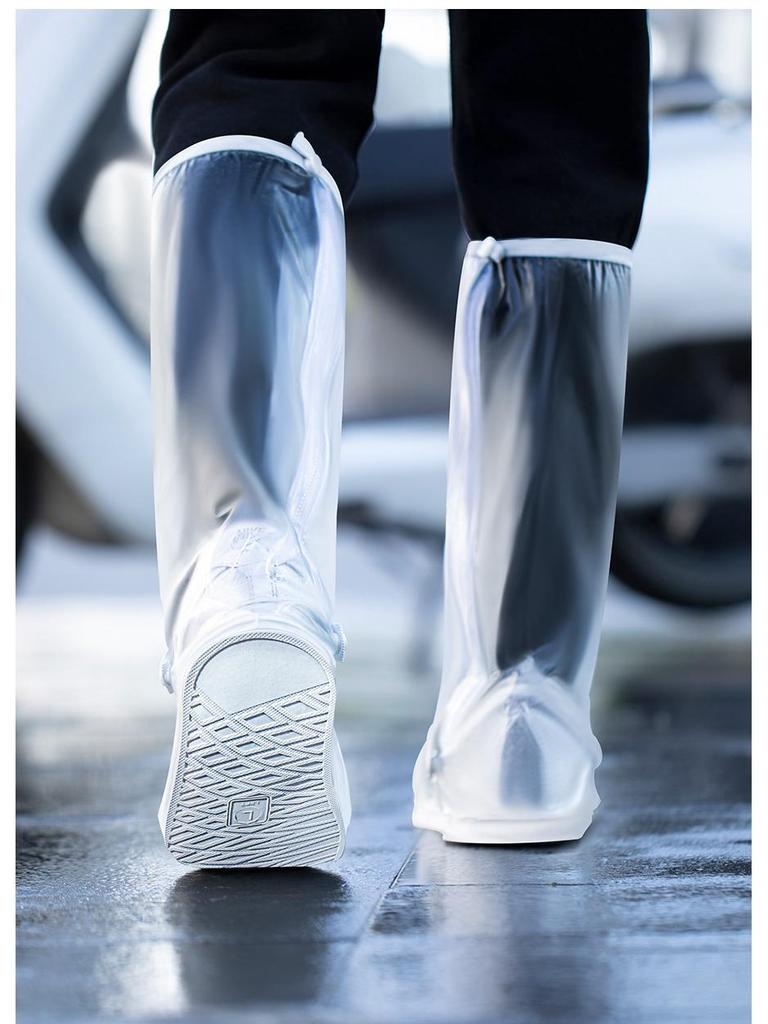 Waterproof Wear-Resistant High-Top Cycling Rain Boot Covers, Sandproof PVC, Unisex Disposable Protection for Students
