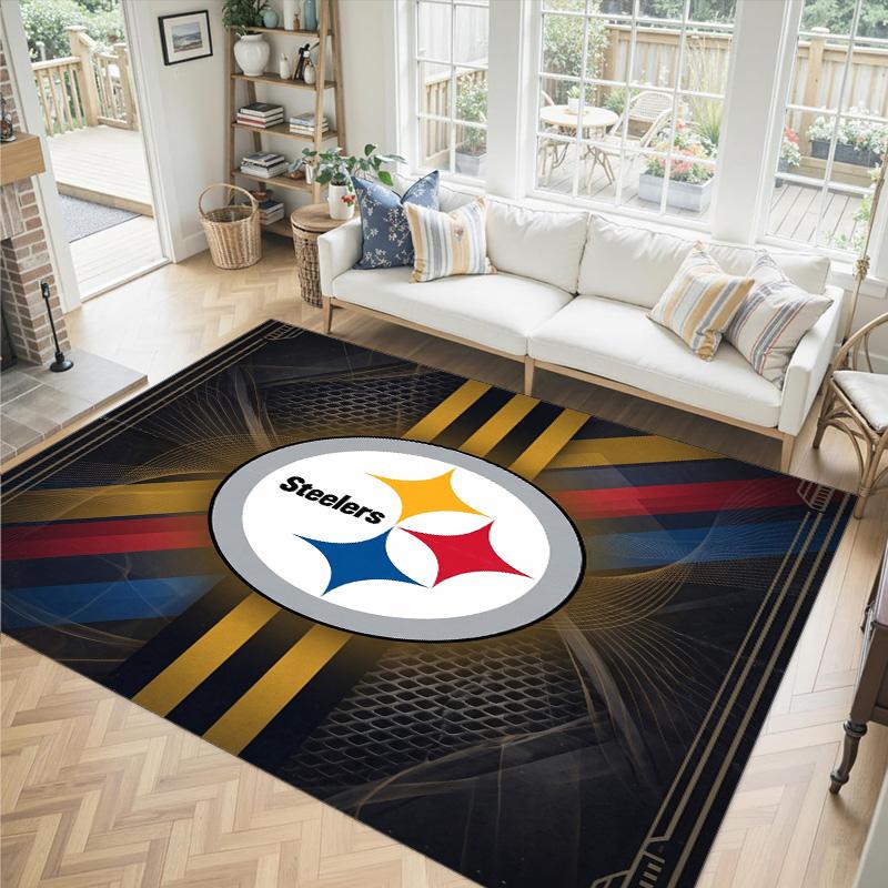 Tappeto in Cristallo di Velluto Design Pittsburgh Steelers Accogliente Non?Tappeto Stampato Antiscivolo per Camera da Letto Soggiorno Ingresso