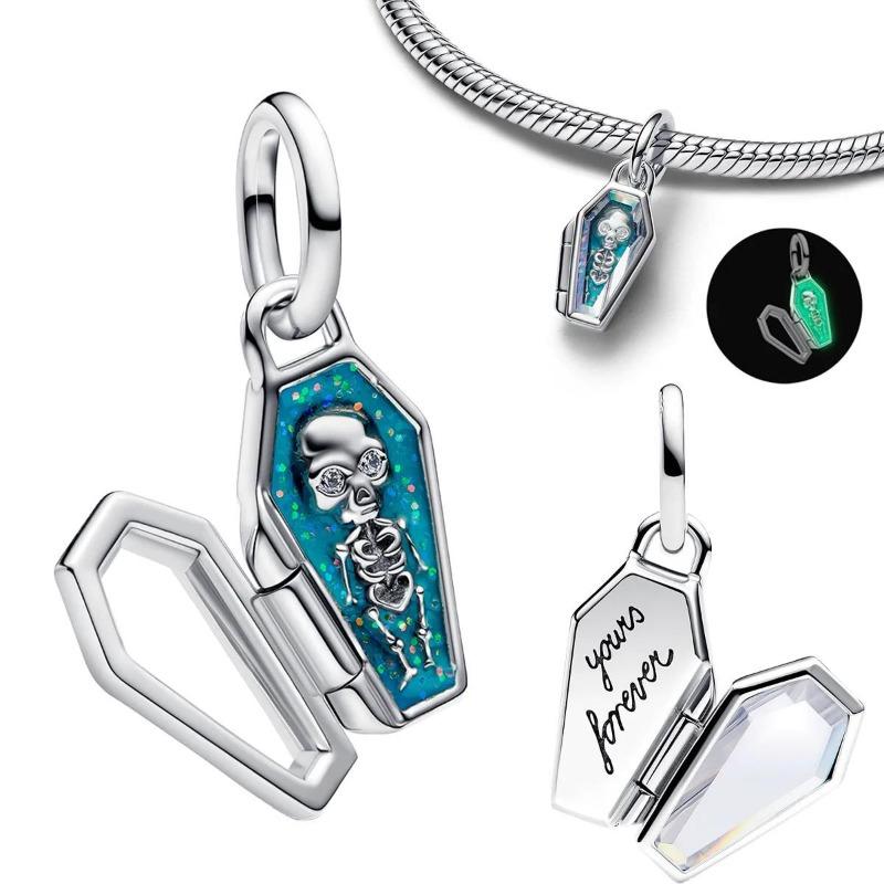 New Original Halloween Party Charms Luminous Pumpkin Skull Ghost Clown Beads Chameleon Bracelets Necklace Diy Jewelry Party Gift