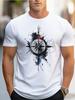T-shirt stampata con bussola da donna e uomo con rosa dei venti e design nautico, streetwear estivo e primaverile