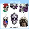Flat Acrylic Car Interior Hanging Ornament Rose Skull Halloween Party Decoration