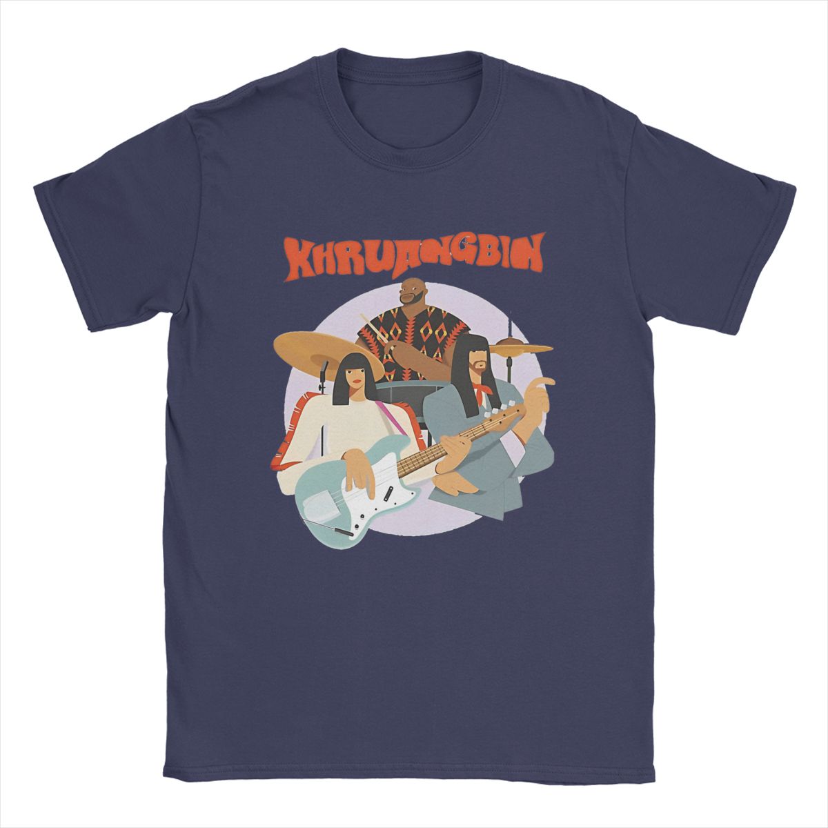 

Khruangbin Красочные футболки Мужские потрясающие 100% хлопок футболка с круглым вырезом и коротким рукавом футболка больших размеров топы S темно-синий