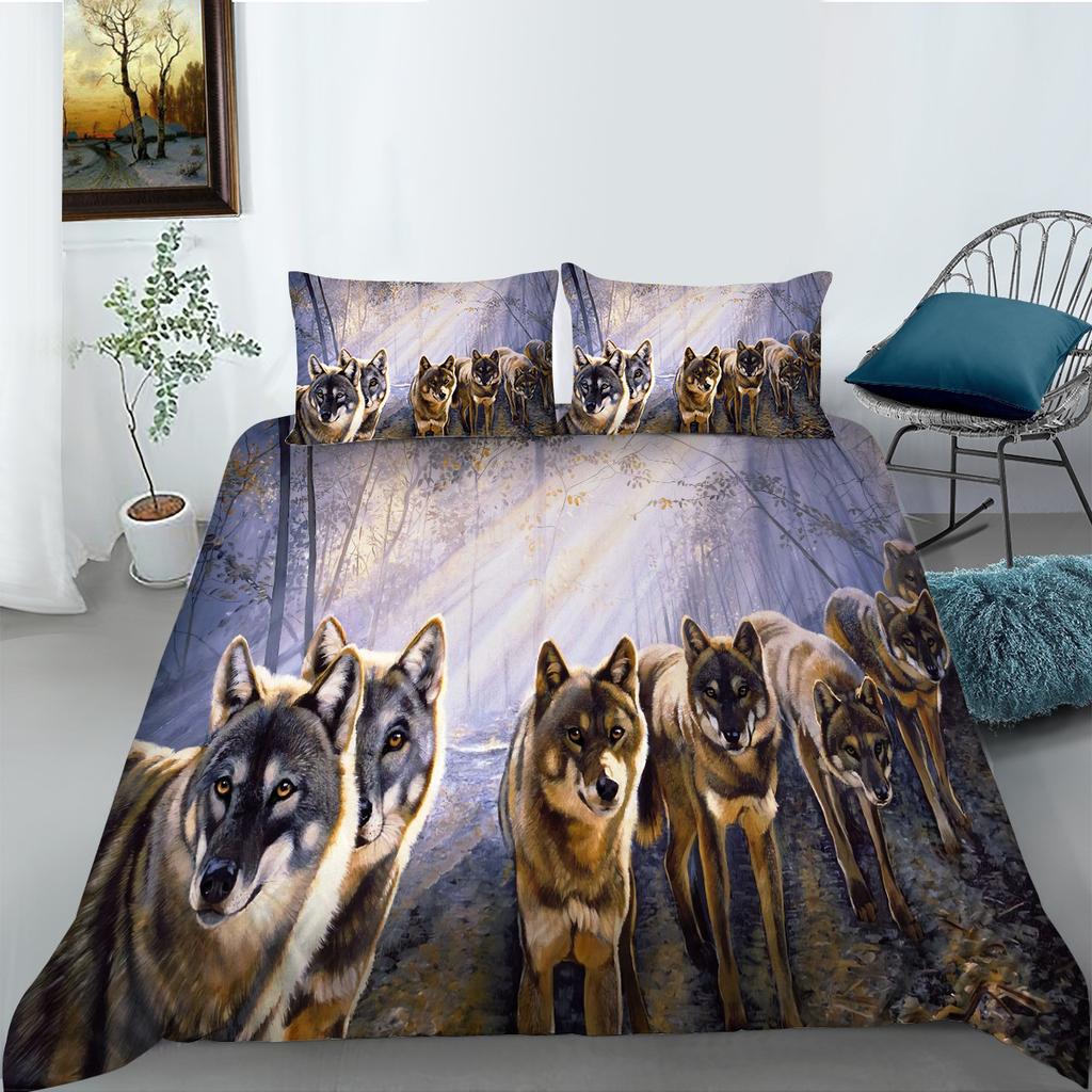 Timberwolves 3D Digital Printing Polyester Bedding Three-Piece Set