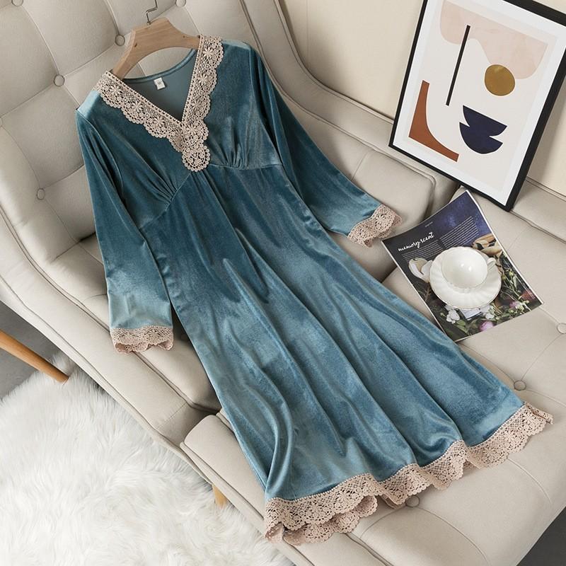 Velvet Pajamas Women's Pajamas V-neck Nightgown Velvet Pajamas Pajamas New Underwear Home Clothes