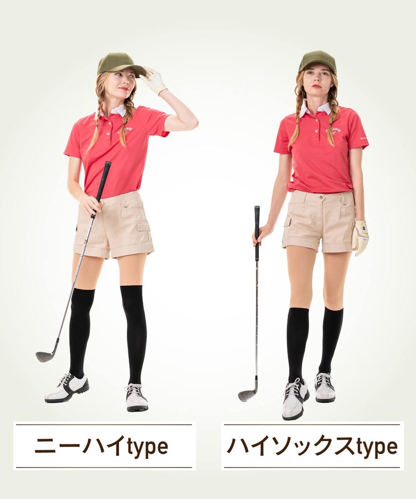 HUSTONY Korean Golf Faux for Spring and Autumn Above the UV-Cut Socks, Two-Tone Leggings, Knee-High (Beige/Black, Knee)