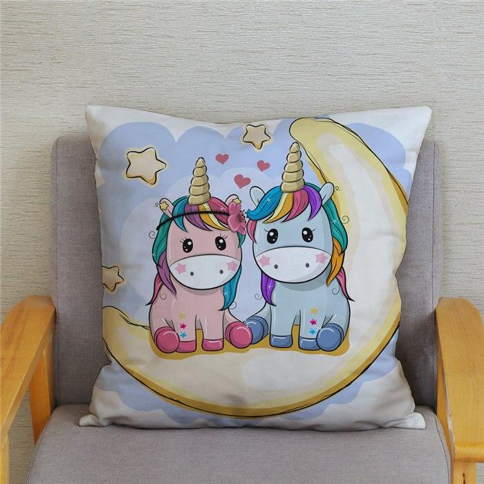 45*45 Square Pillowcase Home Decor Pillowcase Cushion Cover Cute Cartoon Unicorn Print Pillowcase