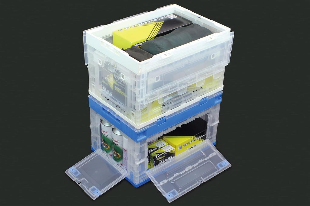 Special Parts Takegawa (TAKEGAWA) Foldable Container 50L Clear Blue 08-01-0203