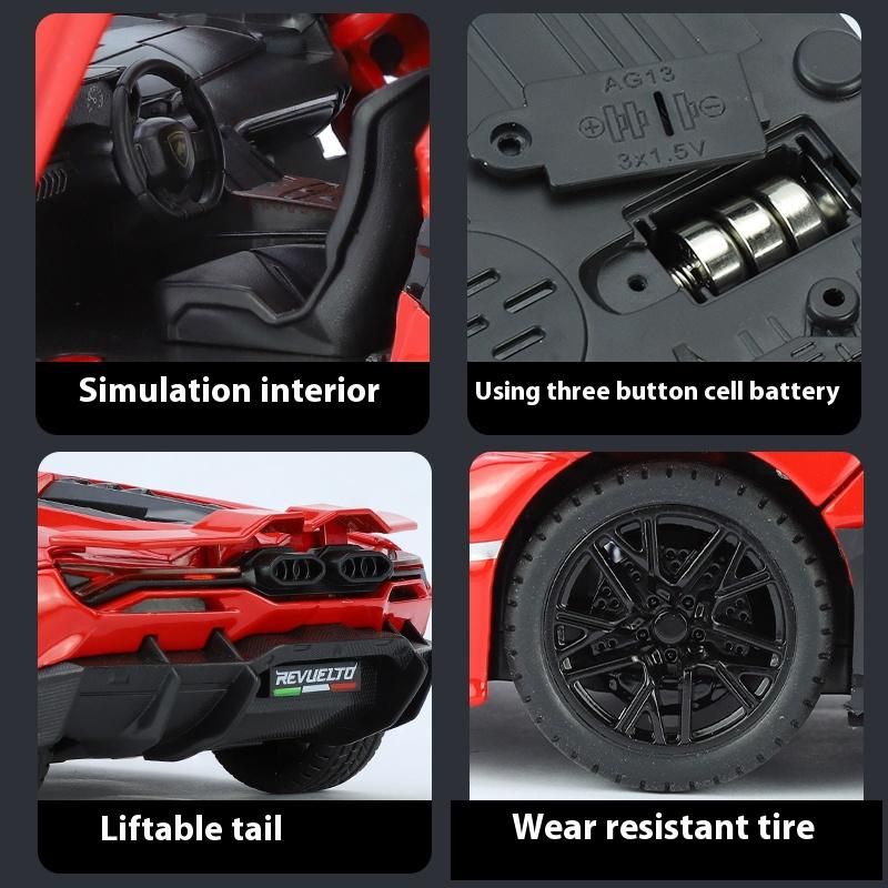 1/24 קנה מידה למבורגיני רוולטו גרסת מכונית רחוב מכונית ספורט סגסוגת מתכת דגם מכונית יצוקה צליל ואור צעצועי ילדים לבנים מתנות