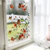 Blumen Schmetterling Vogel Fensteraufkleber, Selbstklebender Statischer Glassticker für Wohnzimmer Dekoration, Rückstandsfrei Abnehmbare Wandkunst