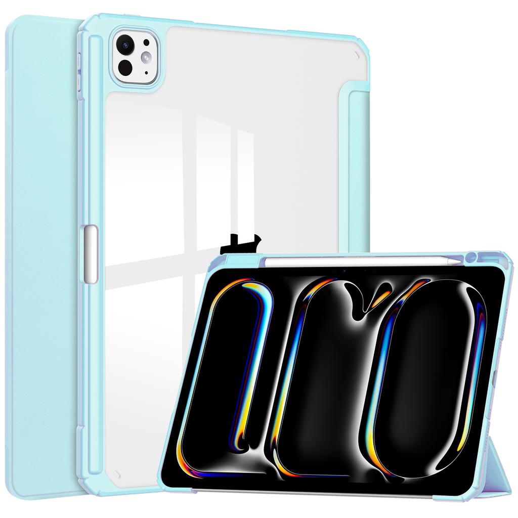 Pour iPad Pro 13 (2024) Étui avec Fente pour Stylet Cuir PU Transparent Réveil/Veille Automatique Coque pour Tablette