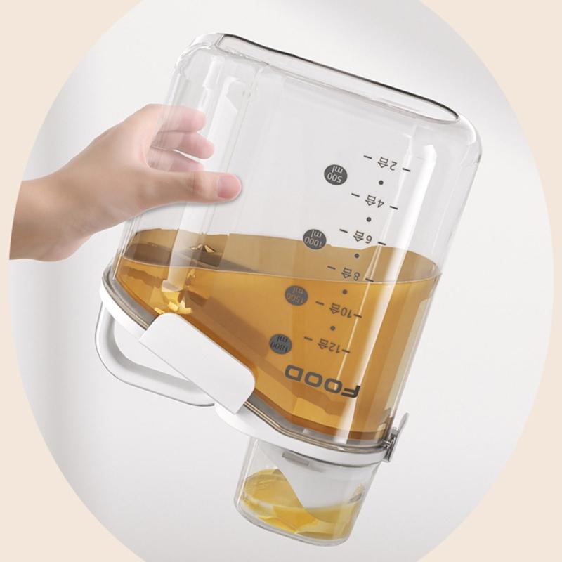 Plastic Kitchen Canister with Airtight Lid Large Food Storage Container Clear Jar Cap with Scales for Flour Coffee Beans