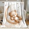 1pc Bear On Moon Blanket- Lightweight Throw for Sofa, Outdoor, Camping, Livingroom, Office, Chair, and Bed - Digital Printing Soft and Warm