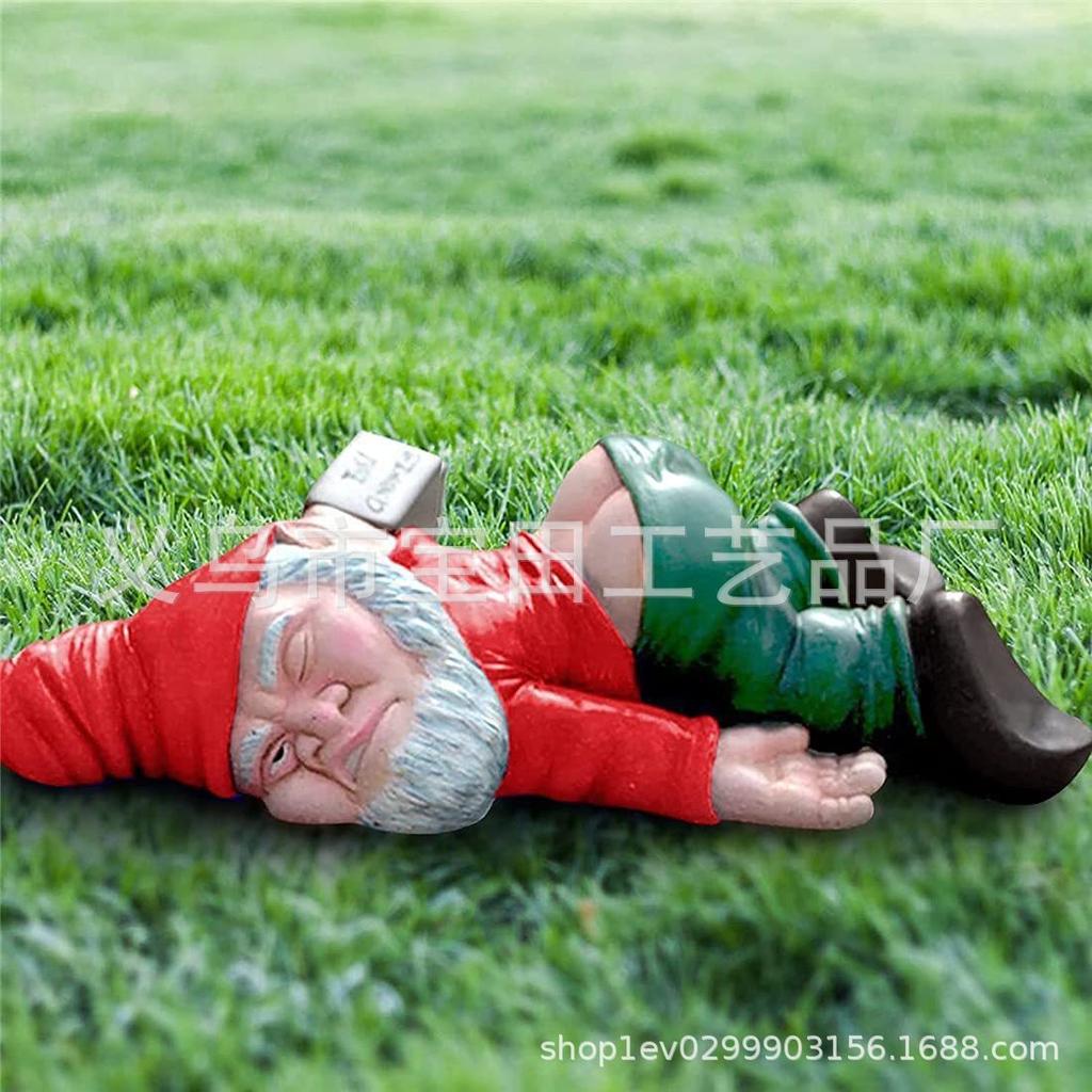 1Pc Funny Drunk Garden Dwarf Statue Resin Ornaments, Suitable for Outdoor Garden Home Living Room Bedroom Office Desktop Decoration