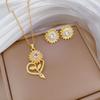 Full of Zirconium Exquisite Wind Copper Micro-inlaid Earrings Necklace Set Combination