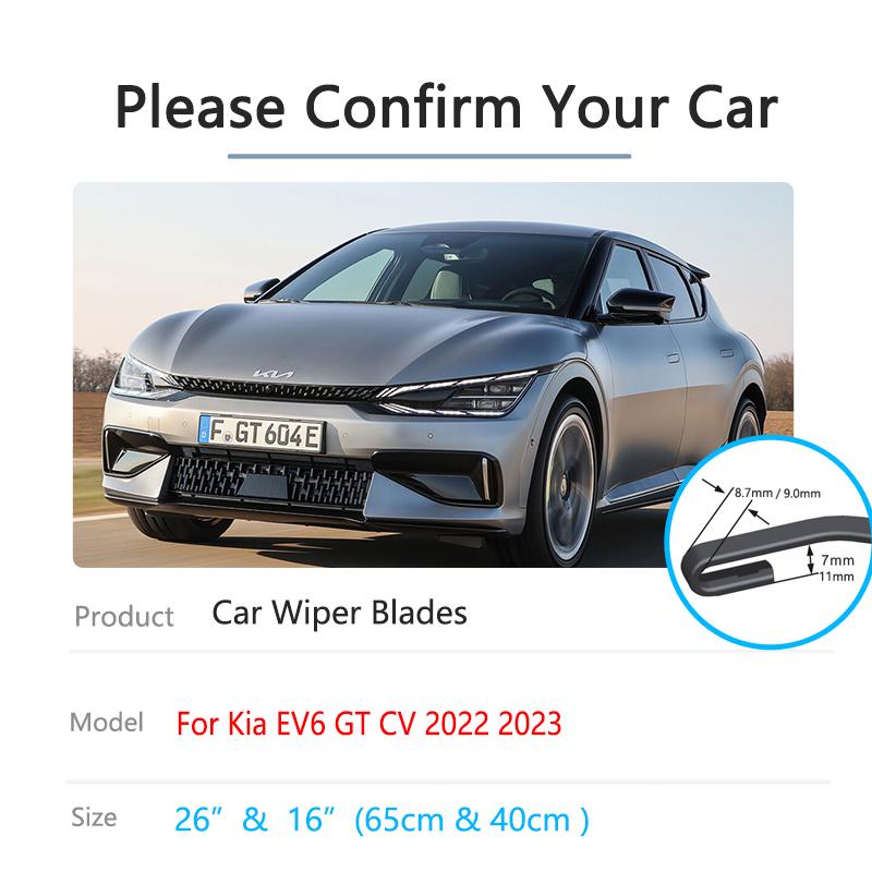 Für Kia EV6 GT CV 2022 2023 Rahmenlose Fenster Wischer Klinge Gummi Reinigung Pinsel Windschutzscheibe Windschutz UJ Haken Auto