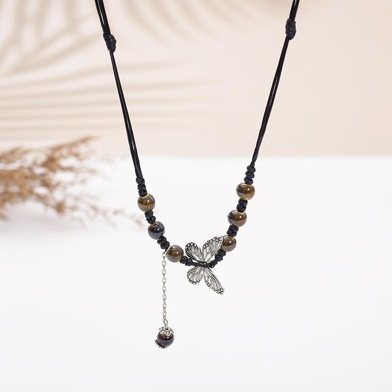 Ceramic Sweater Chain, Retro Ethnic Style Clothing Accessories, Geometric Autumn And Winter Sweater Necklace Stall