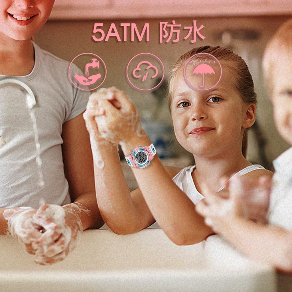 Sportovní venkovní multifunkční datum a den Duální analogové digitální hodinky Dětské hodinky, dívčí dětské hodinky, vodotěsné, upozornění, displej, LED,