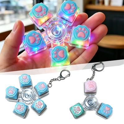 Cat Paw Keycap Keychain Mechanical Keyboard Fidget Spinner Stress Relief Toys Soft Cute Keyring for Office Desk Anxiety Gifts