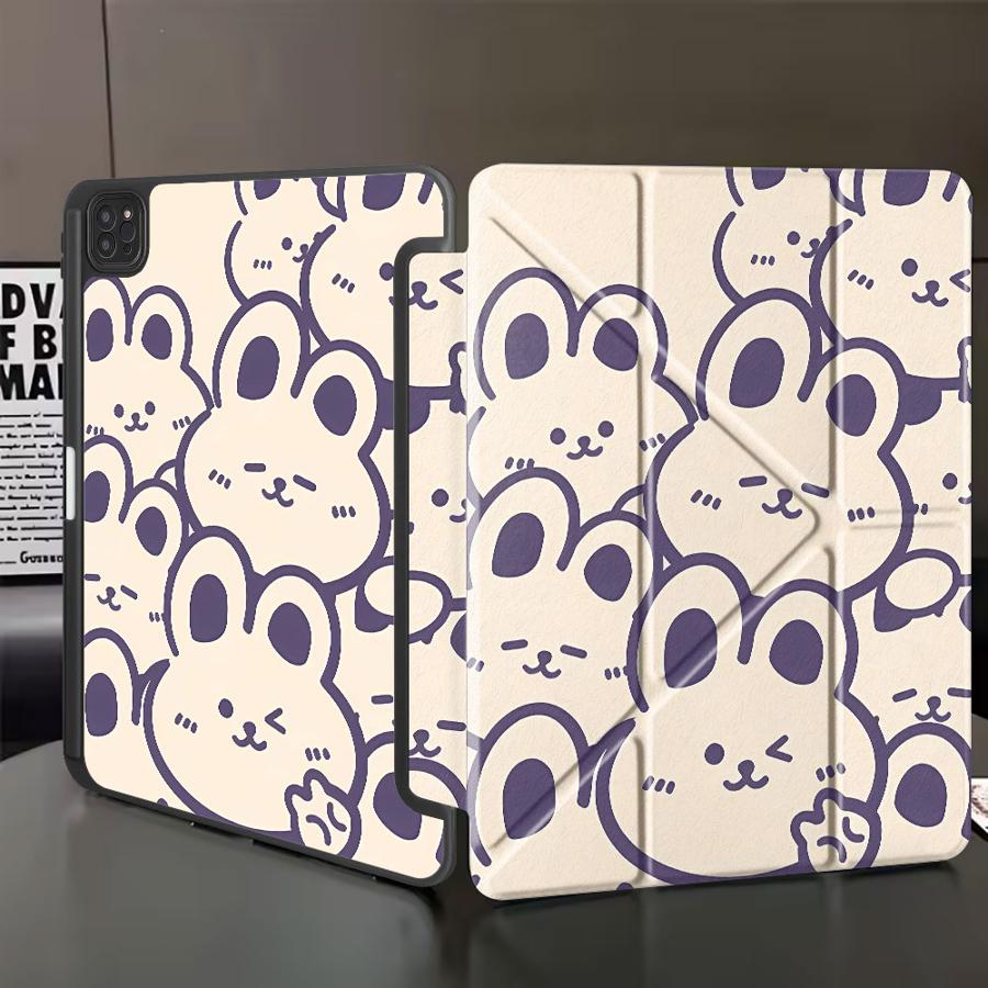 Holder Cover Tablet Case For iPad Pro 11th 10th 9th 8th 7th 12.9inch Pro 2025 Air 4 5 M3 M2 1 2 M4 11inch Mini 6 7 Line Rabbit
