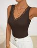 Women's 2026 V-neck Lace Trim Ribbed Knit Sleeveless Camisole
