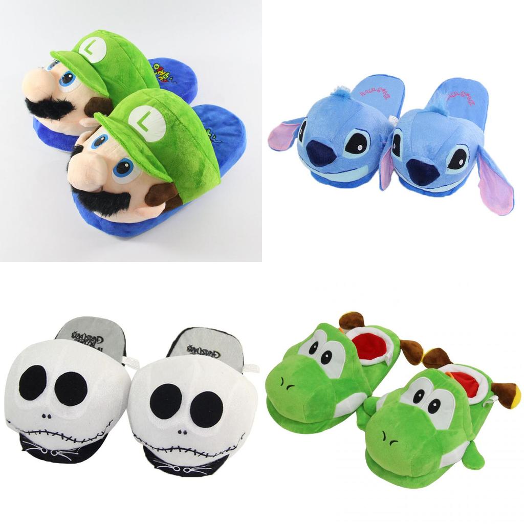 Yoshi Mario Cartoon Home Slippers With Super Soft Fleece For Couples Winter Comfort